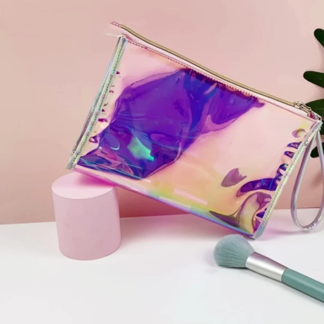Laser makeup bag Square Packaging Beautiful Beauty Bag Basics Cosmetic Make Up Bag For Ladies