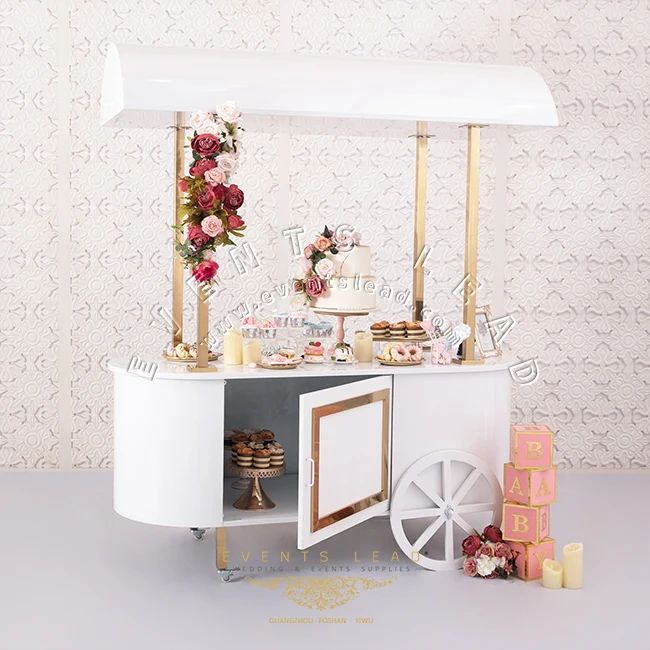 High Quality White Stainless Steel New Products Candy Cart Wedding Party Supplies