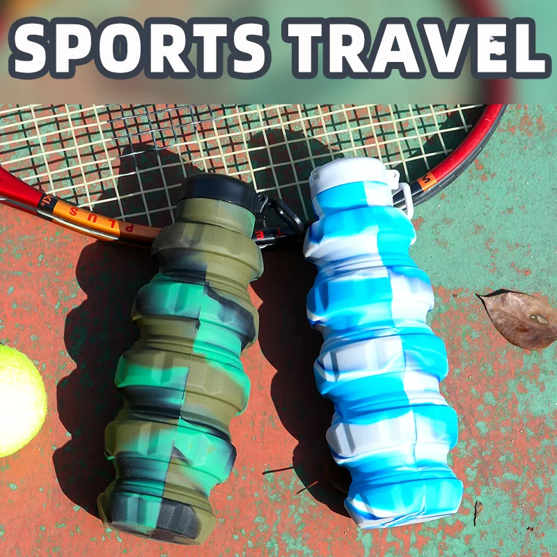 500ml Cover with suction nozzle silicone folding water bottle grenade shaped silicone water bottle