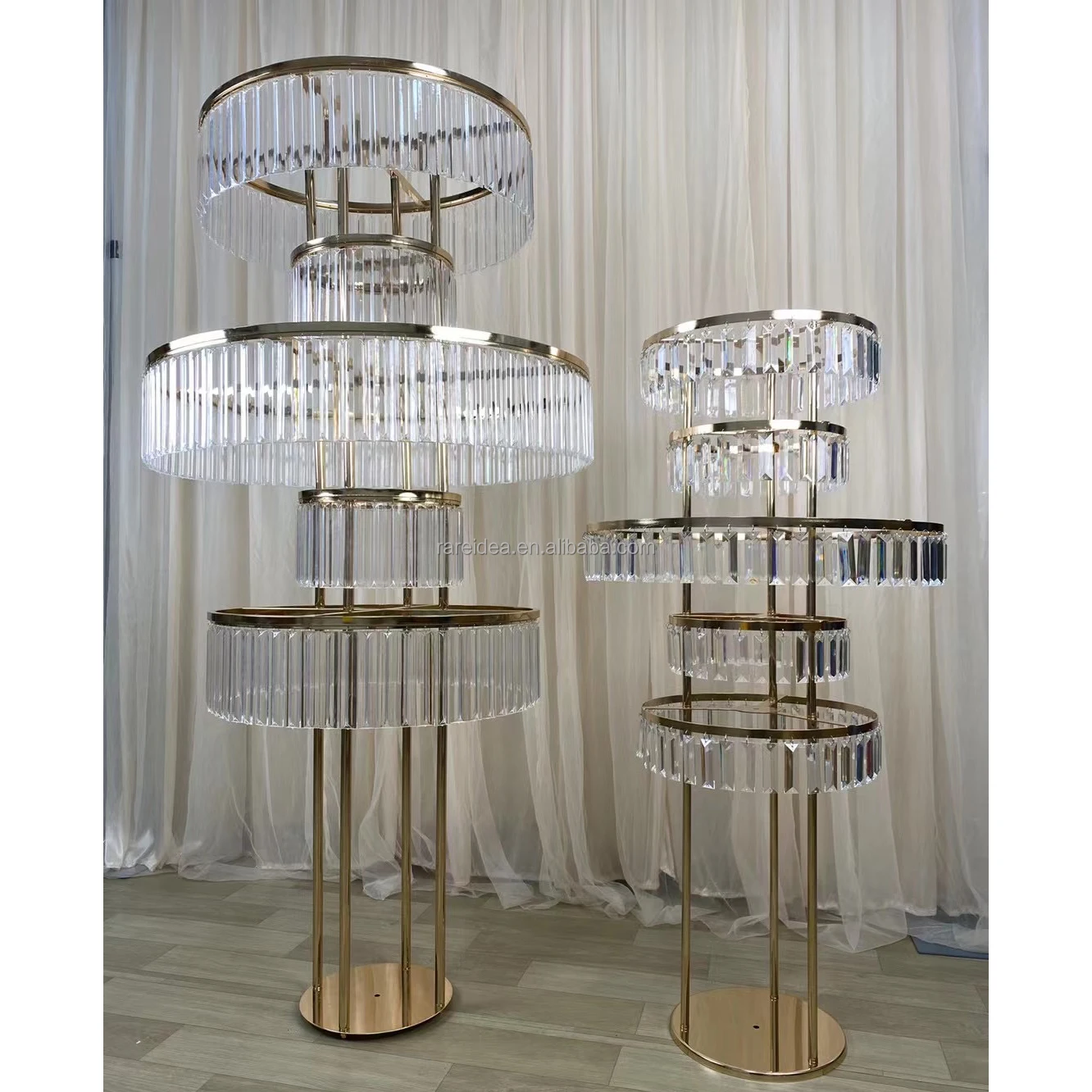 Tall Gold Mental Crystal Wedding Centerpiece Table Decoration Flower Stand For Tables