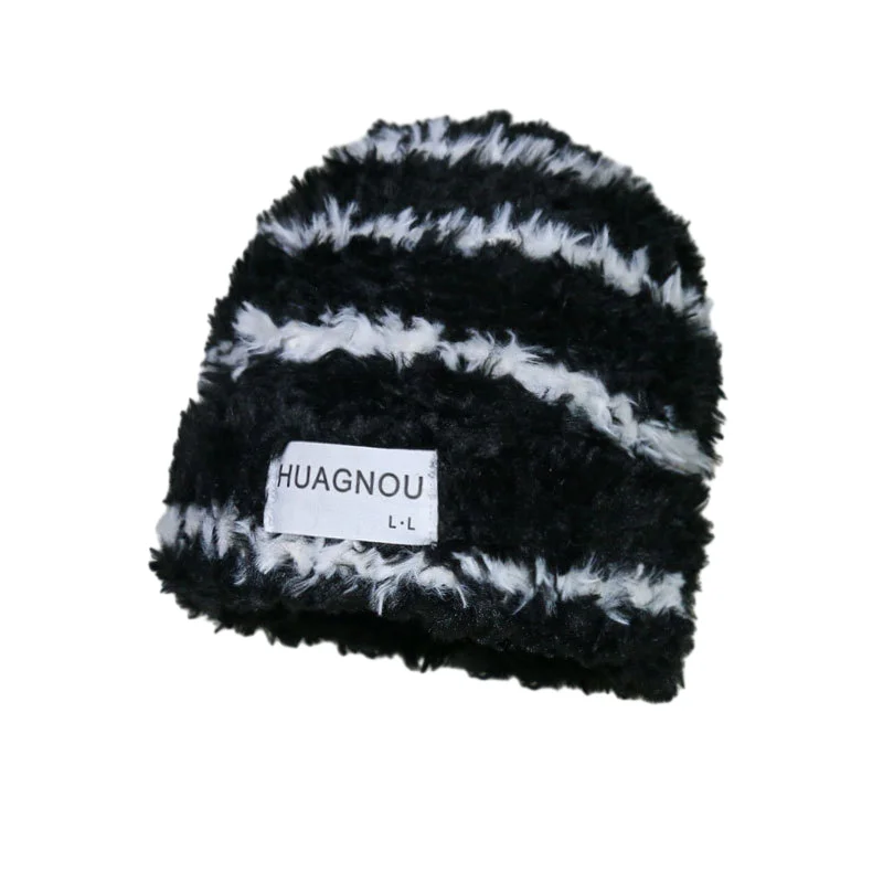 Rabbit Fur Fluffy Soft Warm Beanie Winter Hat for Women Wool Bonnet Thick Knitted beautiful Skullies Beanies Angora Knit cap