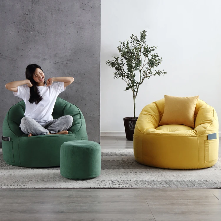 Super Comfy Relaxing Design Sea Green Ginger Coral Velvet Fabric Bean Bag Furniture Beanbag Chair Set Filling EPP Beans