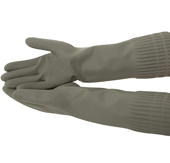 Reusable Waterproof Household Dishwashing Cleaning Rubber Gloves, Non-Slip Kitchen Glove