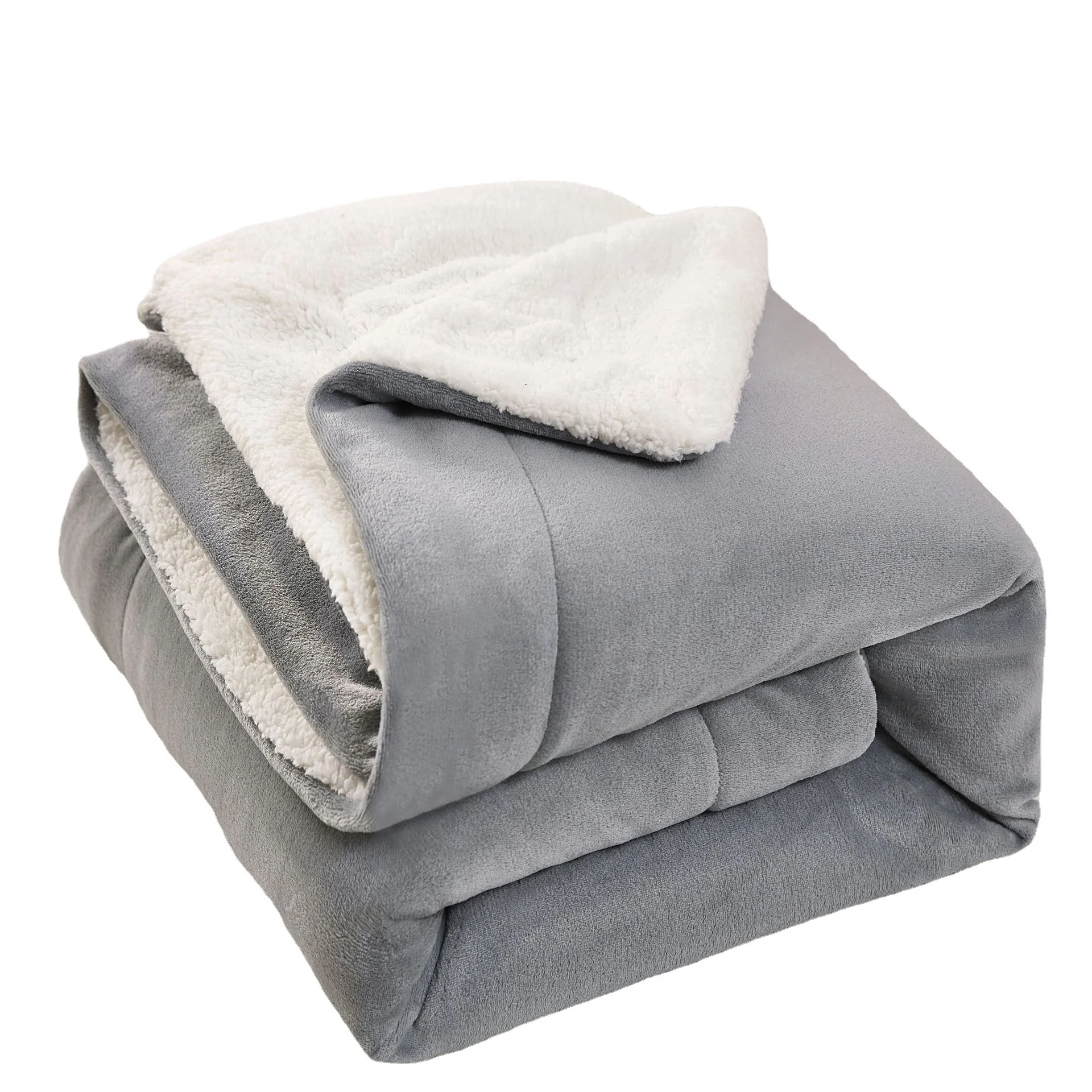 Wholesale Soft Wool Flannel 2 ply blankets & throws Sherpa Flannel Throw winter blankets queen size