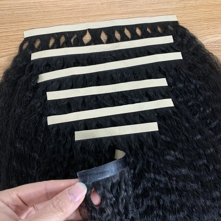 PU Skin Weft Injected Tape Hair Weft Kinky Straight Virgin Cuticle Human Invisible Seamless Clip In Hair Extension Tape Hair