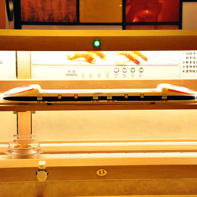 rotary hot sale best discount conveyor bend belt dinning table sushi train with computer system electric-driving bend belt