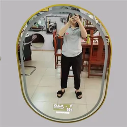 gold antifog bathroom mirror frame light oval led with magnifying mirror with backlight for bathroom