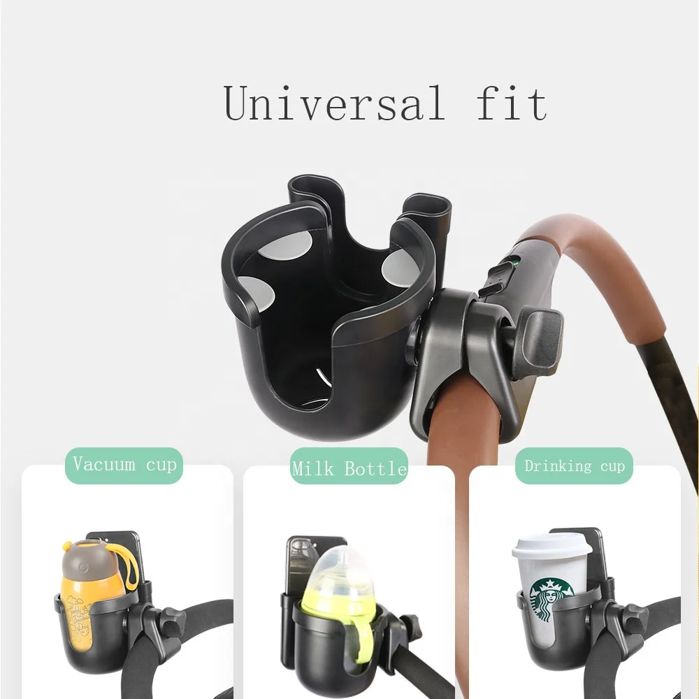 
Two-In-One Black cup holder stroller universal bottle drink holder pram wheelchair cup holder 