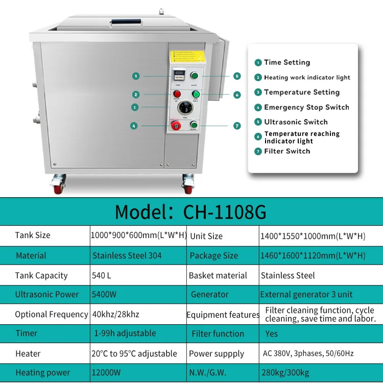 540L Ultrasonic Cleaner With Filter System Industrial Ultrasonic Washer Cleaning Machine For DPF Engine Block Car Parts Hardware