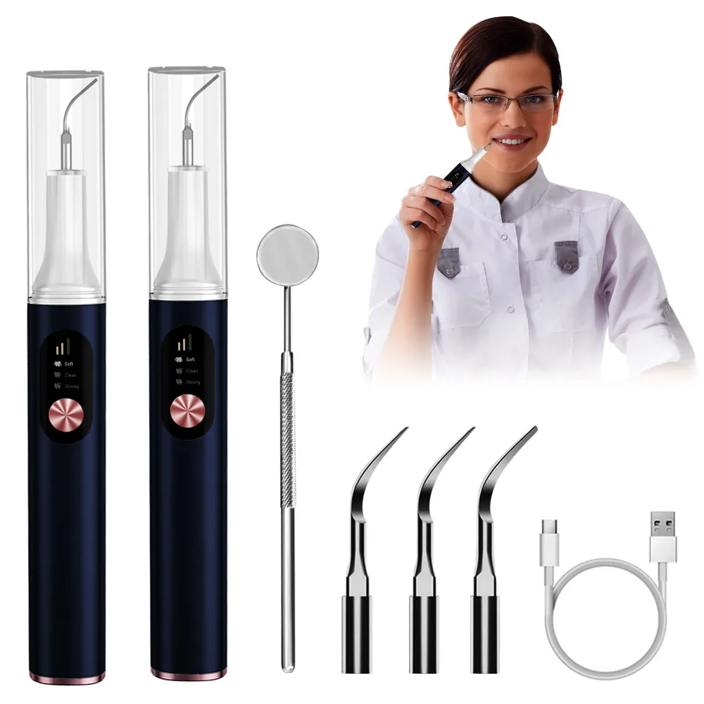 Electric Household Calculus Remover Portable Tooth Cleaner Ultrasonic Dental Scaler with LED spotlight