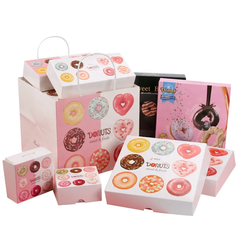 Color portable pastry box cake dessert packing box mousse dessert size can be customized printing donut boxes