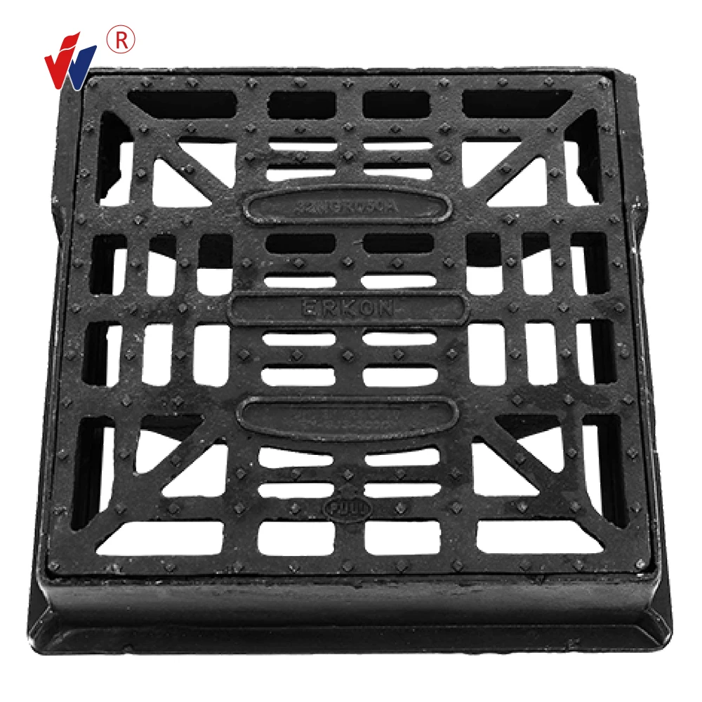 Ductile Cast Iron EN124 C250 Square rain used for UAE Market anti theft  Ductile Manhole covers Gully Grating