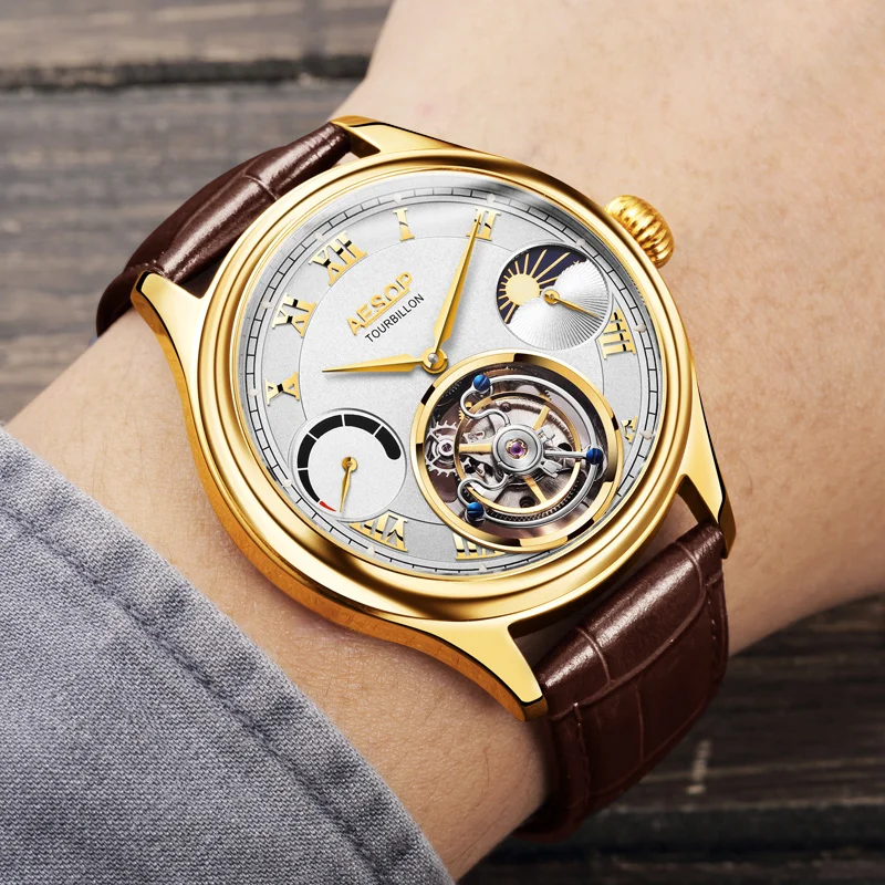 Best selling Panic buying authentic tourbillon mechanical watch spiral dial fashion business trend watch for men
