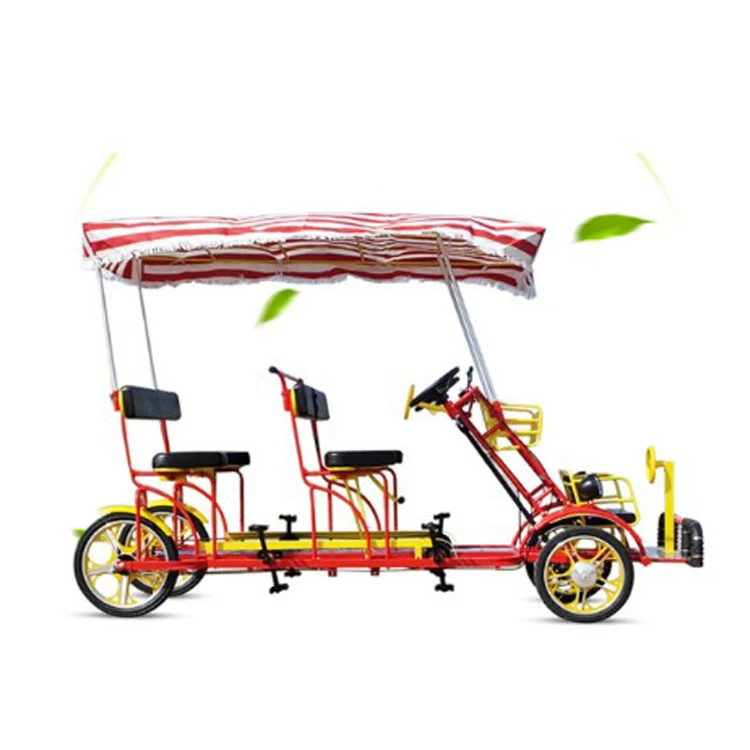 2020 New Design tandem Bicycle 4 Seater,quadricycle 4 Seats Bike with Hand Brake Control/Tourist Sightseeing Bike