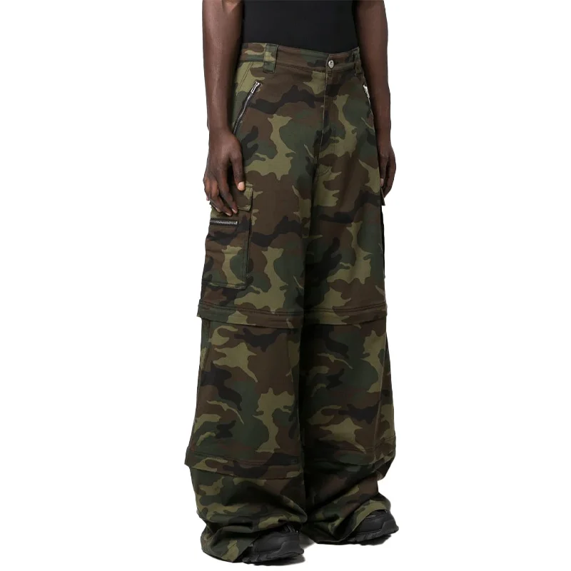 Wholesale price custom logo fashion casual transformer camouflage multi-pocket cargo trousers