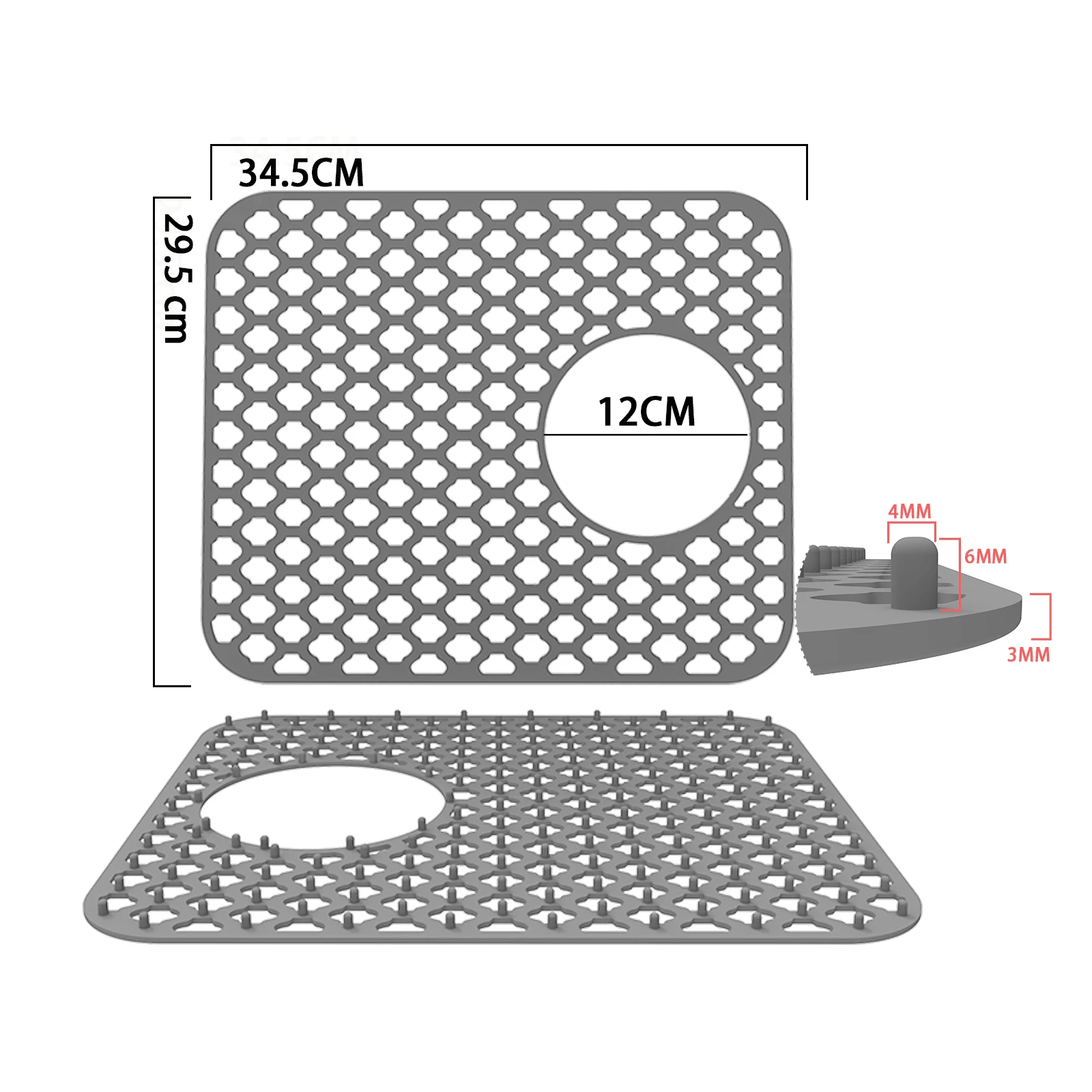 Factory 13.58 x11.6 Inch Kitchen Supplies Foldable Non-slip Silicone Drain Pad Hollow Kitchen Sink Pad