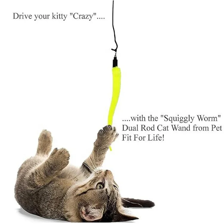 Worm Teaser & Exerciser - Durable Flirt Pole/Cat play Toy