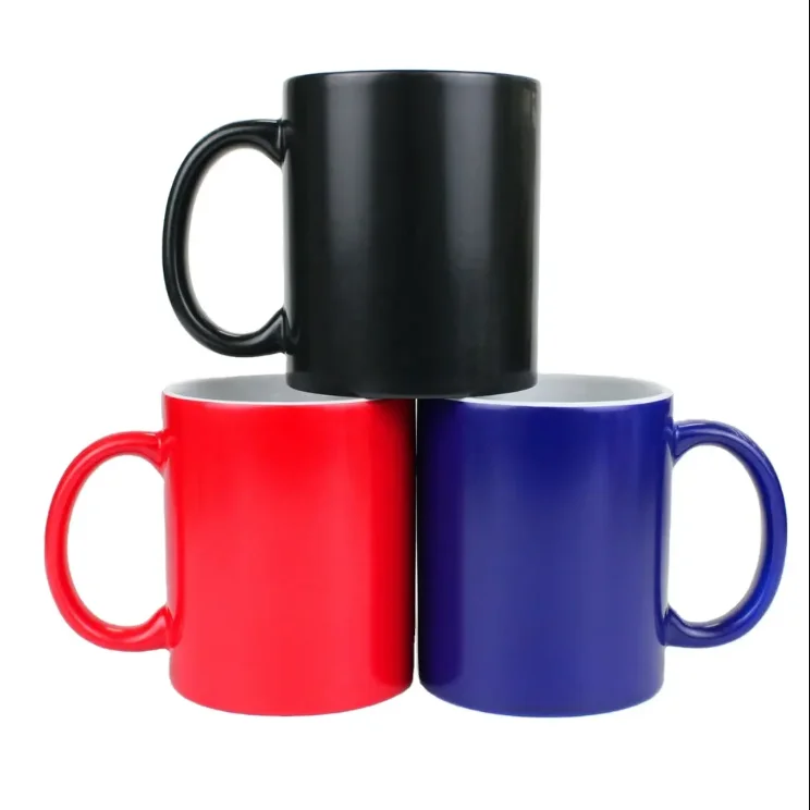 Custom Design Colour Changing Cups 11Oz Black Sublimation Blanks Cup Magics Color Changing Ceramic Coffee Mug