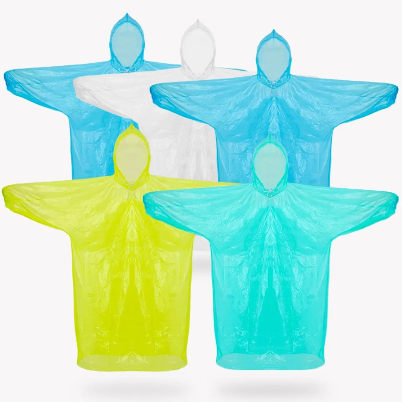 Thicker PE Waterproof Disposable Raincoat Emergency Poncho with Elastic Cuff