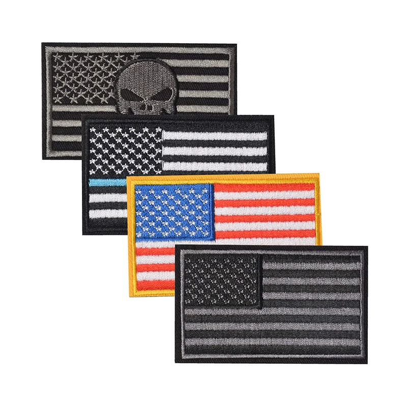 Embroidery Patch American Flag Patch Reverse USA Uniform Flag Patch Left Facing Wide Flag lorn  Embroidery