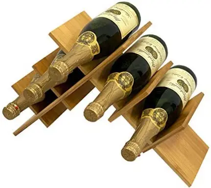 Custom Bamboo Wine Rack Cross Style Stackable Storage Holders Beverages Display Shelf Drinks Stand For Wholesale