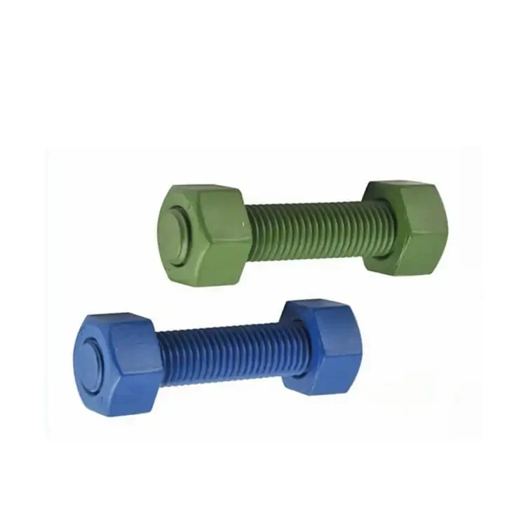 Polytetrafluoroethylene PTFE Coated Blue Green High Strength ASTM A193 B7 Stud A194 2H Nut Full thread Stud with two Nut