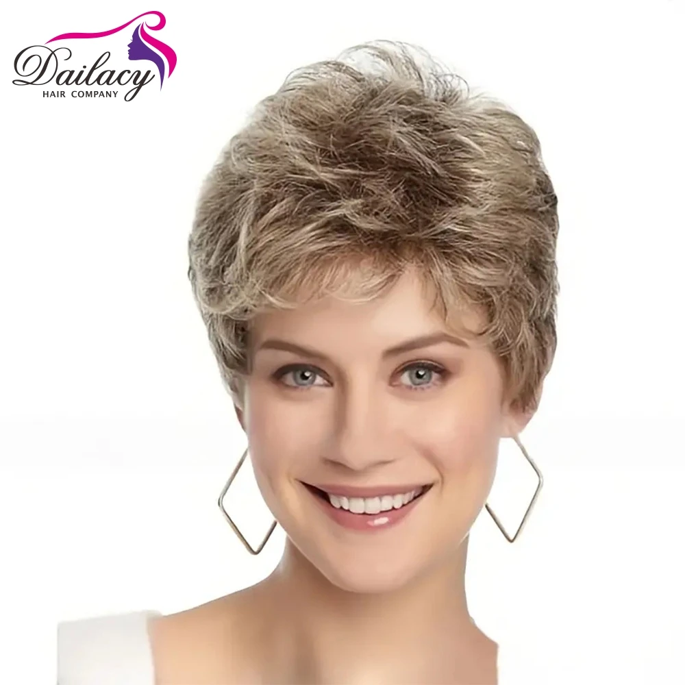 Futura pixie cut highlight short with fringe machine made wigs high temperature synthetic wigs