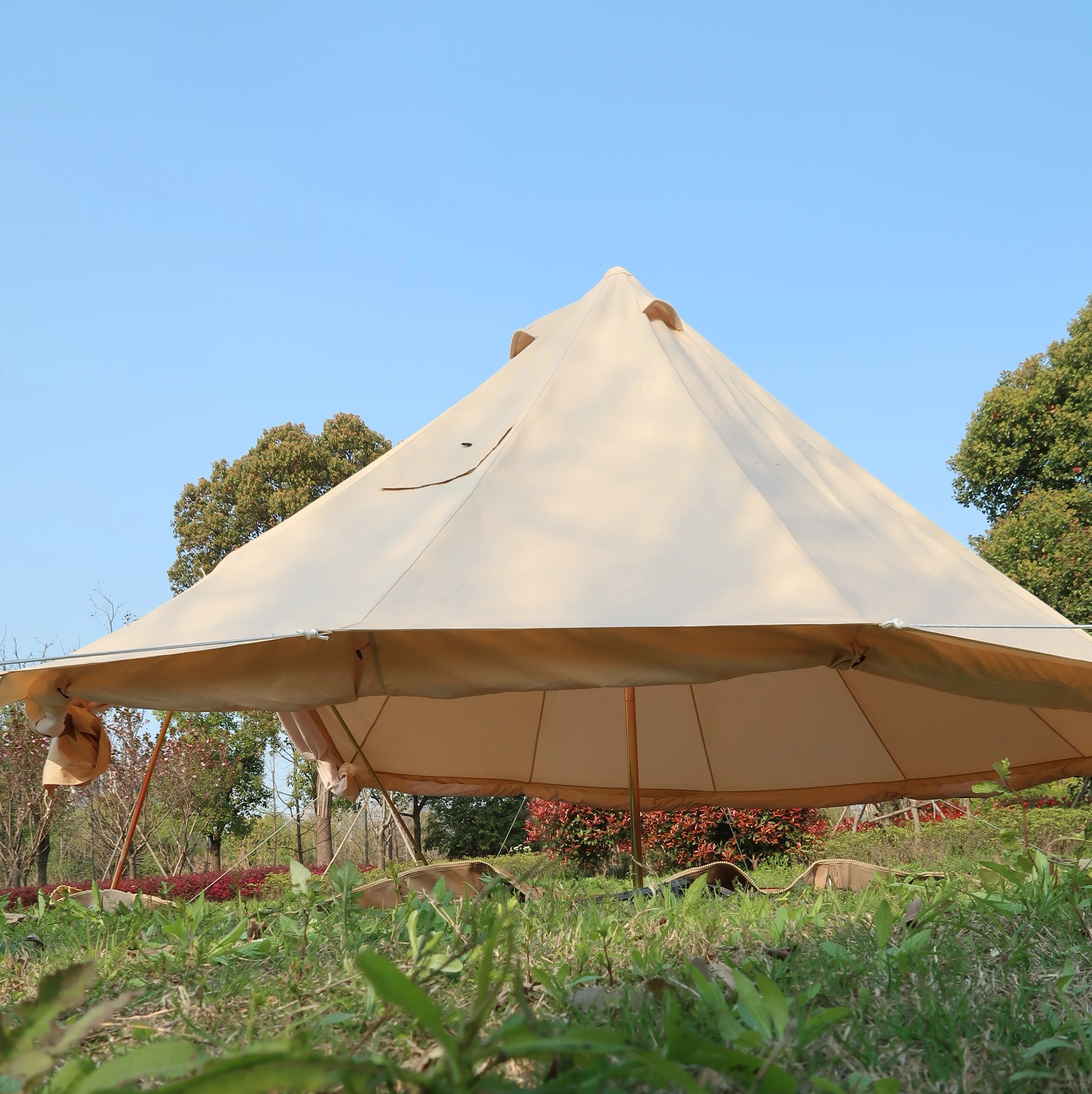 USA Free Shipping Canvas Bell Tent 4 Season Glamping Tents for Camping, Yurt Tent House for 4/6/8 Adults Living