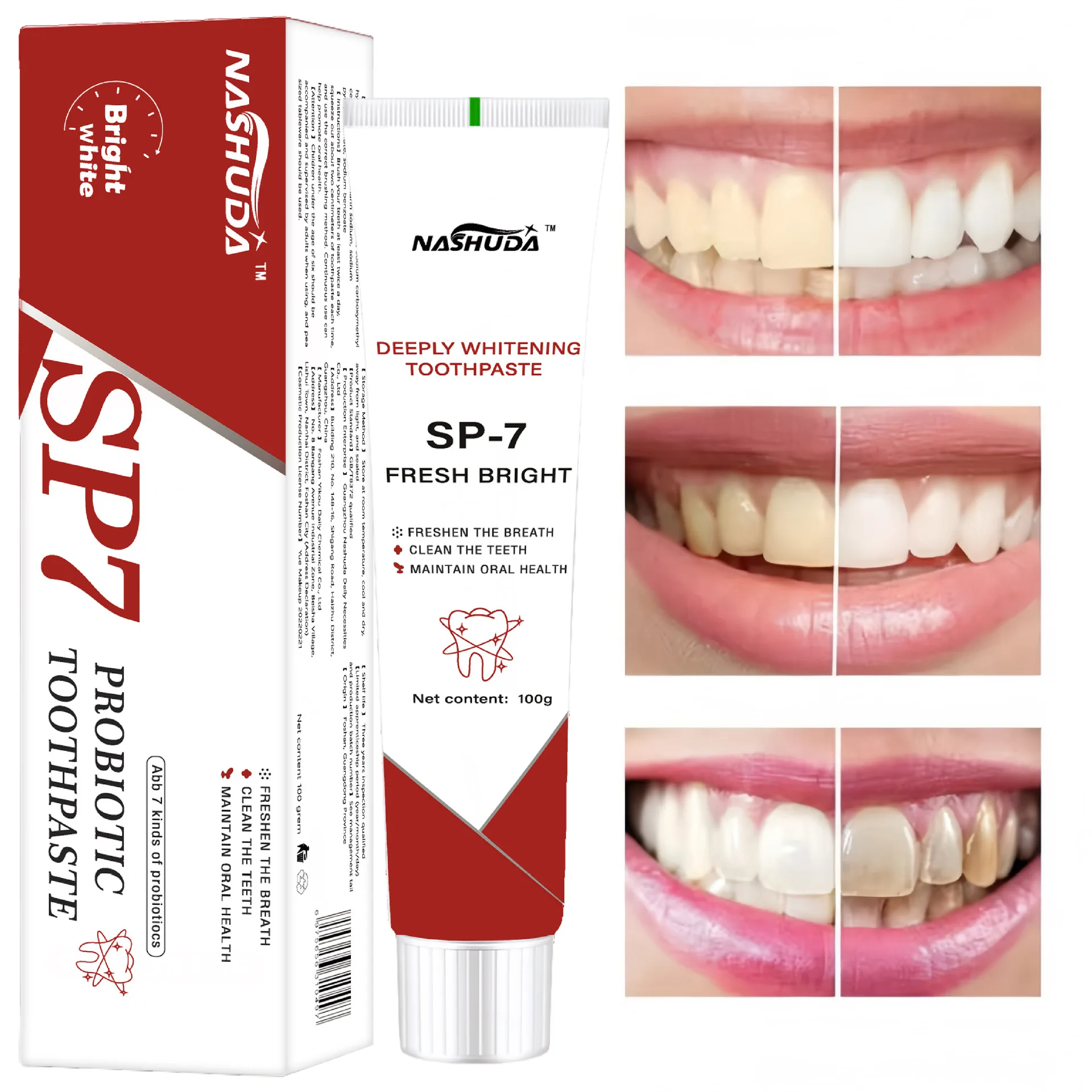 Strawberry Probiotics single use toothpaste Oral Whitening Toothpaste Gum Protection toothpaste Clean mouth and fresh breath