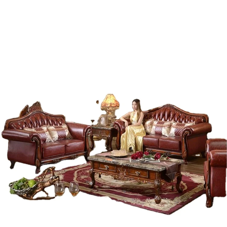 living room furniture modern fist layer genuine leather sofa European sectional sofa set 1047