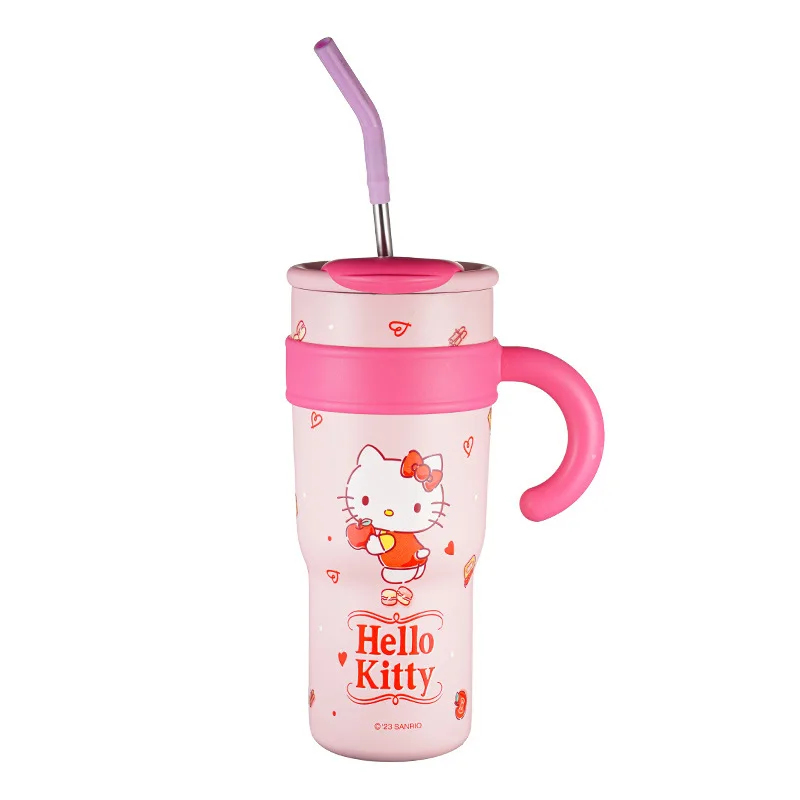 Sanrio stainless steel double layer vacuum insulated tumbler cute thermos cup hello Cat Water Bottles office ice coffee mug