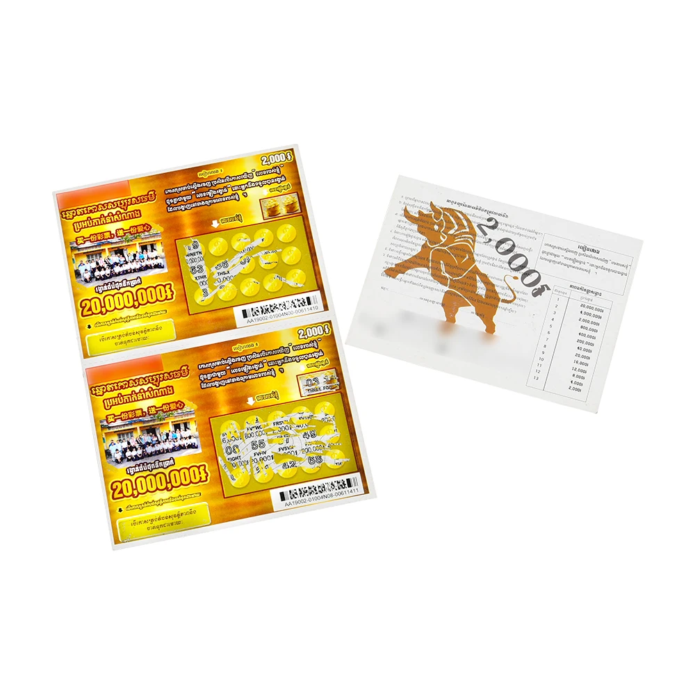 Card lottery Black Core Paper Special Event Free Design digital Printing Custom lottery tickets scratch