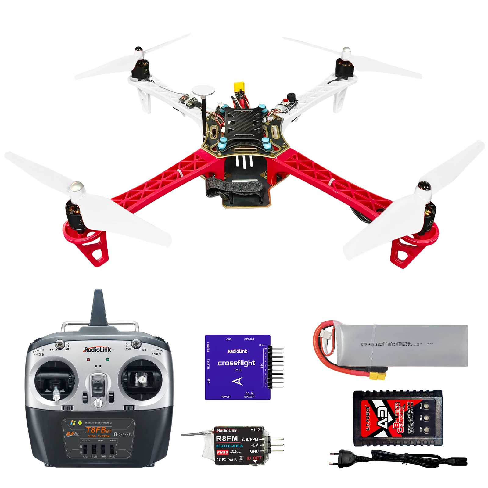 8 inch 450mm RC Drone Full Kit DIY Quadcopter F450 with More Stable Flight Controller Radiolink Crossflight and GPS TS100