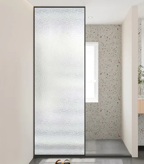 One Fixed Glass Door Tempered Glass Shower Screen Black Stainless Steel Frame Shower Screen