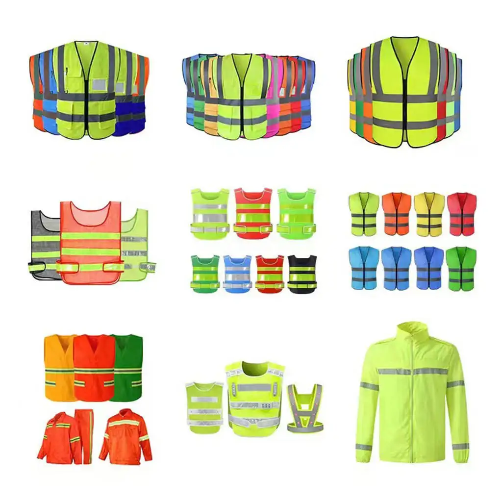 Factory Wholesale Customized Color multi pocket reflective safety clothing vest