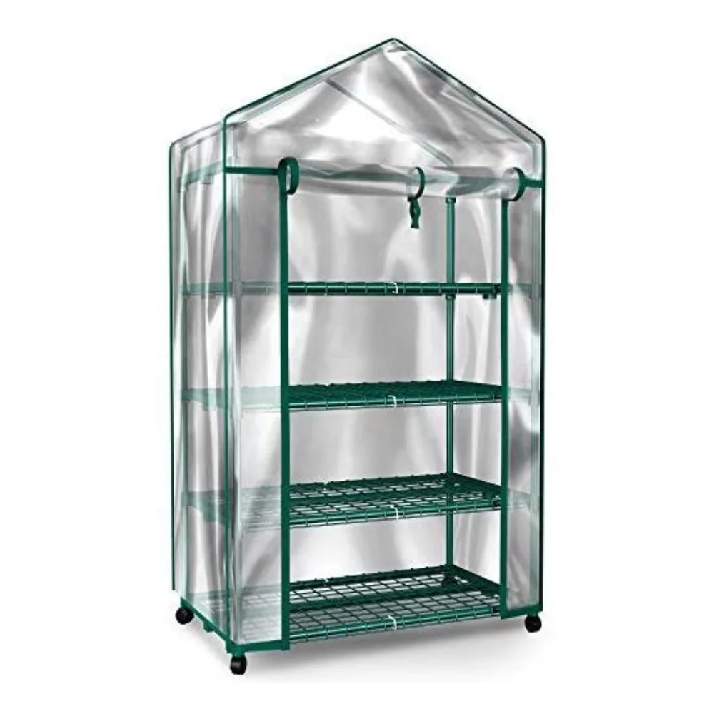 Mini Greenhouse-4-Tier Indoor Outdoor Sturdy Portable Shelves-Grow Plants, Seedlings, Herbs, or Flowers Gardening rack