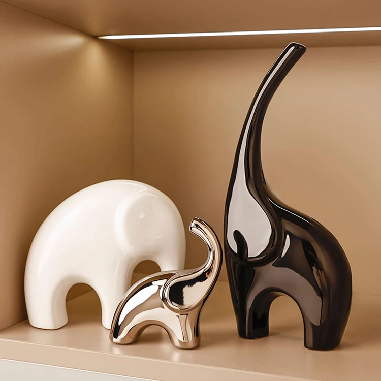 Three Elephant Ornaments To Attract Wealth Light Luxury High-end Home Wine Cabinet Decoration Sculpture Living Room Office Gifts