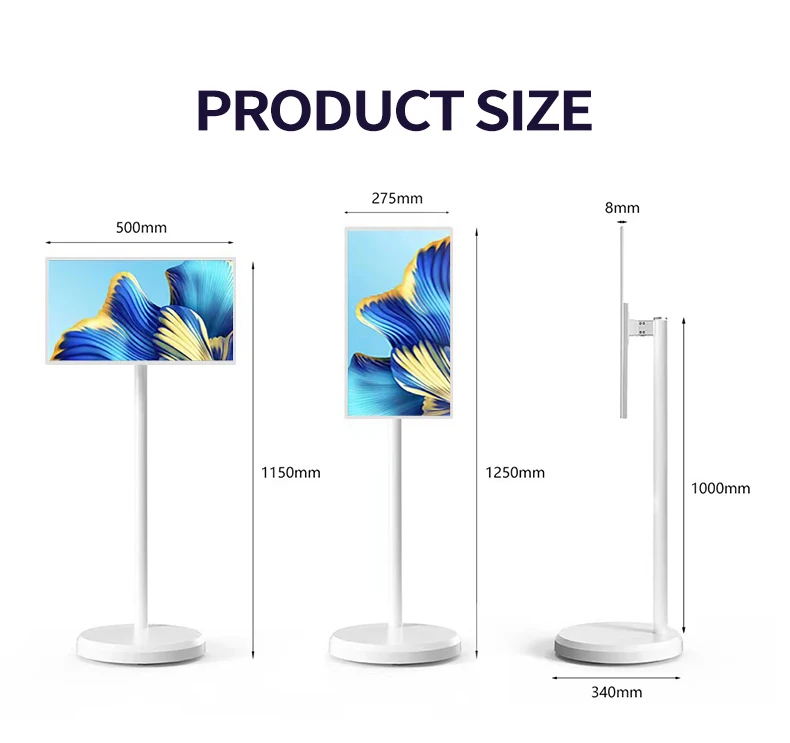 Factory hot sale  Smart TV Android NFC RFID 7800MAH Battery Touch Screen Rotating Screen Tv with Wheels