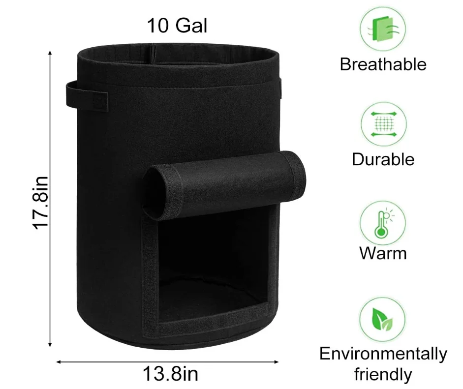 Custom Reusable Harvest Window Felt Potato Grow Bag Garden Raised Bed Felt Planter Pot With Handles
