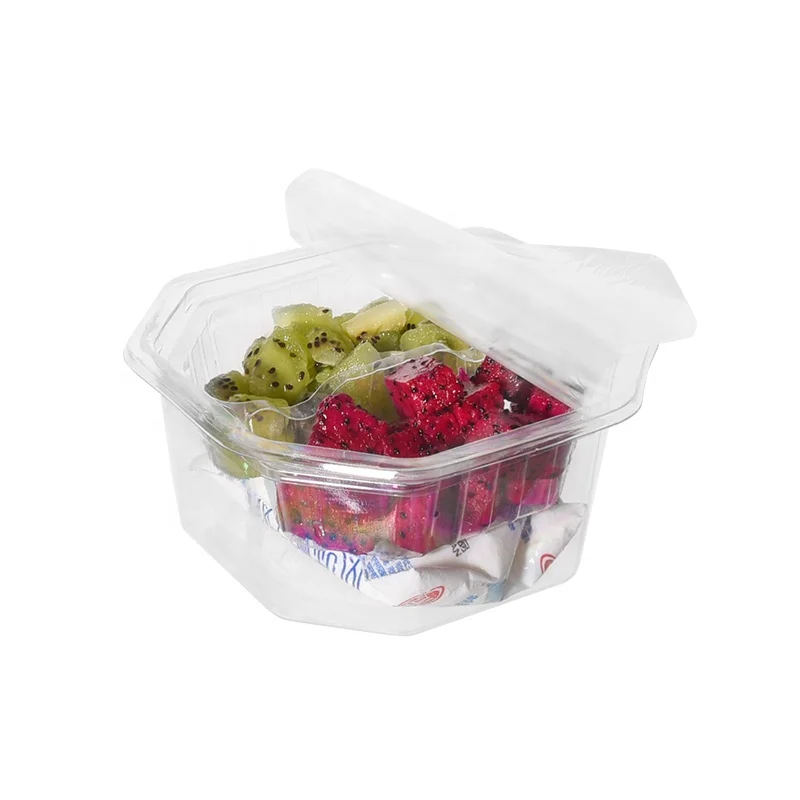 Lesui new design recycled PET RPET disposable plastic food packaging pastry serving salad box with 2 compartment