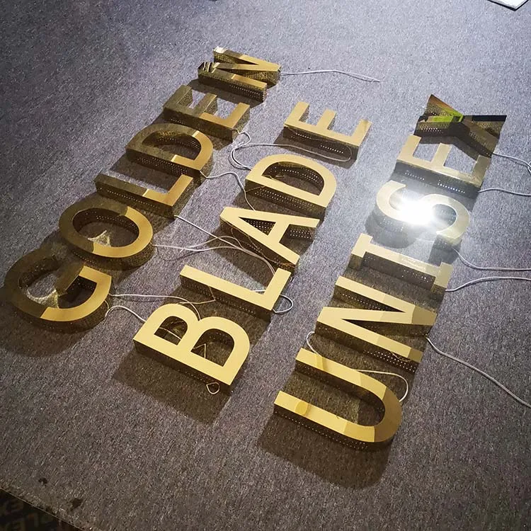 3D Stainless Steel Gold Punching Holes Led Channel Letter Sign Letter Sliver Channel Letters