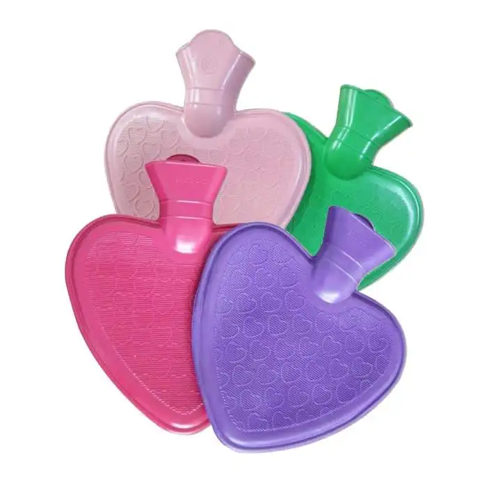 2L Silicone Bed Soft Heart Shape Warmer PVC Hot Water Bottle Knitted Cover Neck Warm Fixing on Shoulder Back Legs Body Pain