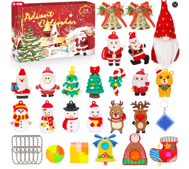 Hot selling creative DIY Christmas Countdown Calendar Stress Relief Hand Tear Blind Box Game Toy for children