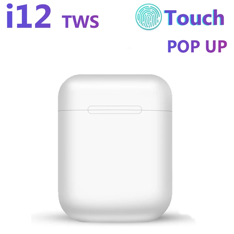 Original high quality in-ear earbuds i12 smart touch true wireless headset earphone with charging box tws mini headphone