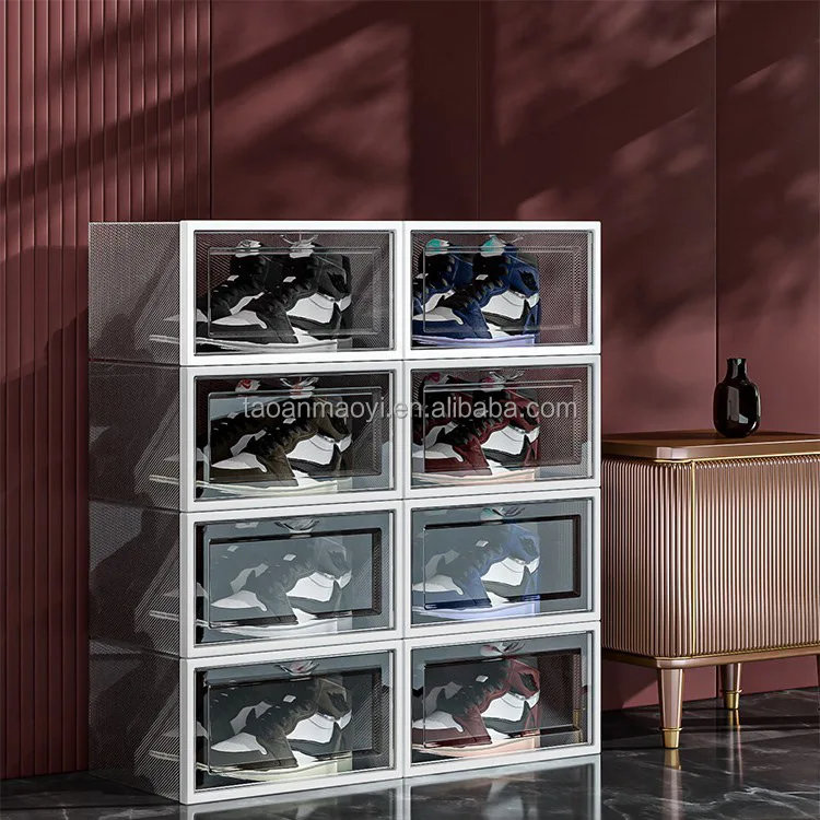 Hot selling Online Product Simple Folding Dust Proof Huge Transparent Sport Shoe Box Stackable Plastic Shoe Storage Boxes