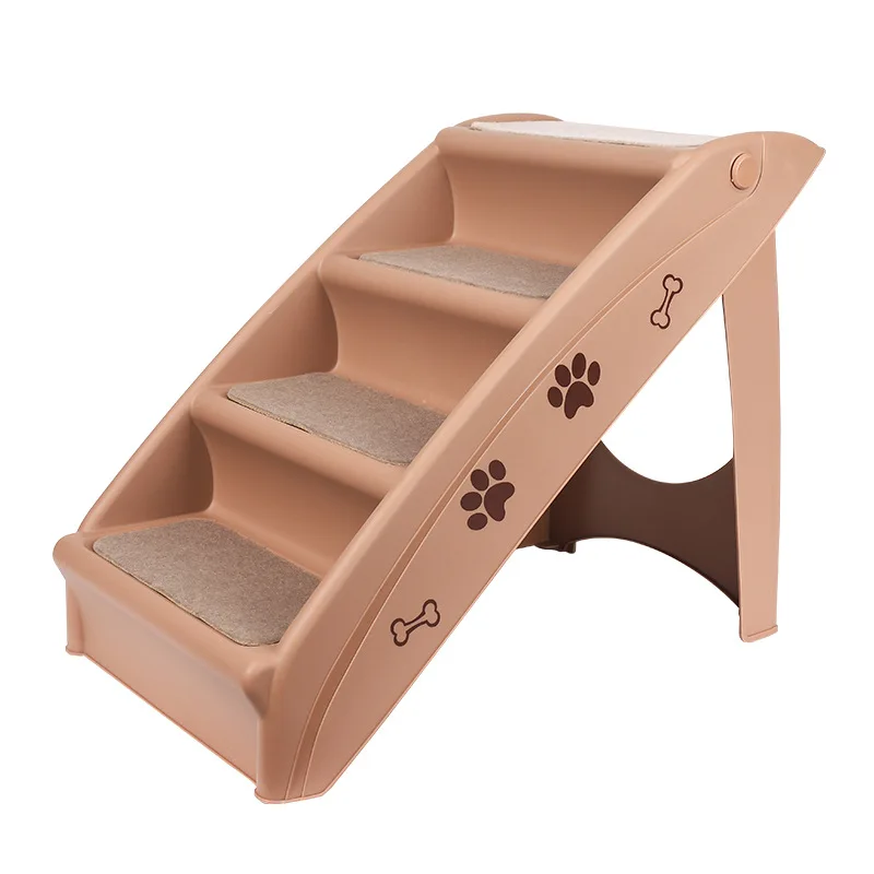 Plastic Anti-Slip Furniture Foldable Pet Ladder Stairs with 4 Steps Ramp Dog Steps For High Bed Dogs