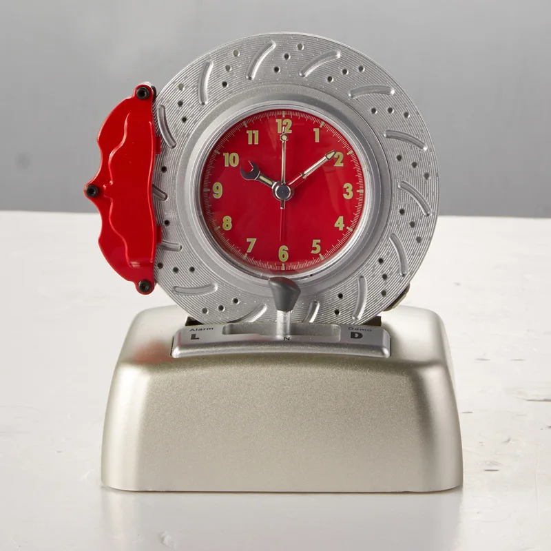 Wholesale art gift Brake Discs rotating alarm clock stock bedside wake up light home alarm clock