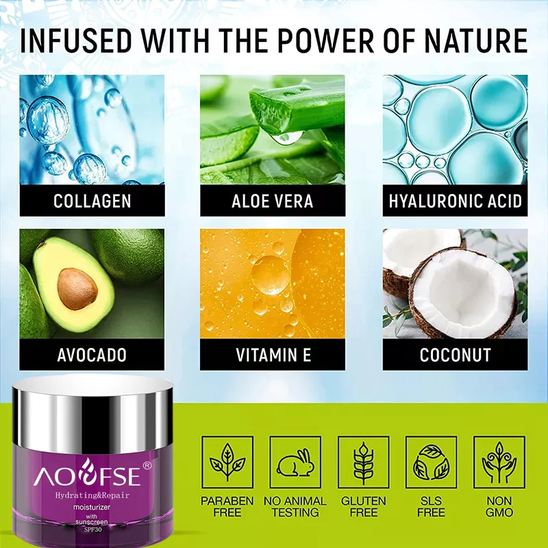 Private Label  Moisturizing Cream With SPF30 Hydrating Firming Uneven Skin Moisture Cream Best Moisturizer Cream