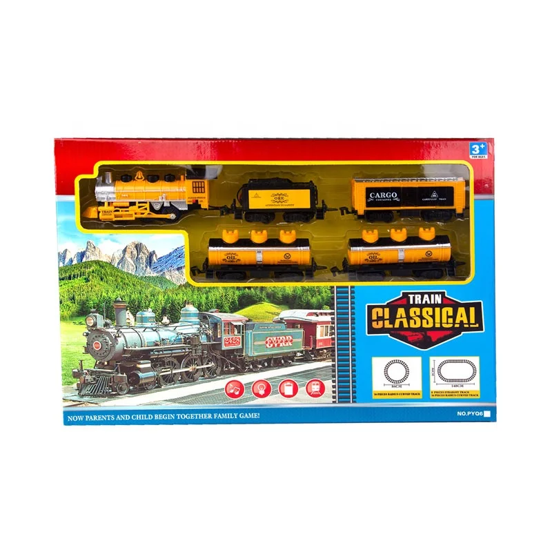 Классический Электрический светильник музыкальный поезд игрушка с железной дорогой