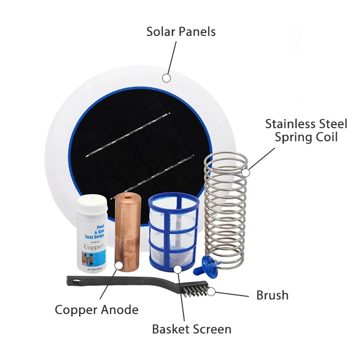 New Technology Portable Solar Copper Silver Ion Disinfection Swimming Pool Solar Ionizer Floating Water Purifier